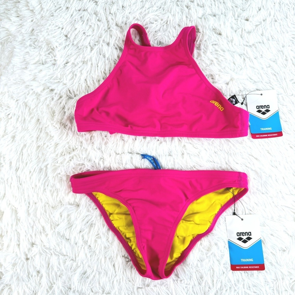 Arena Crop Tank Fresia Rose Yellow Pink Star Bikini Set XS Y2K Retro Beach New